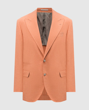Brunello Cucinelli Оранжевый жакет с шерстью и шелком MR4998BFC8