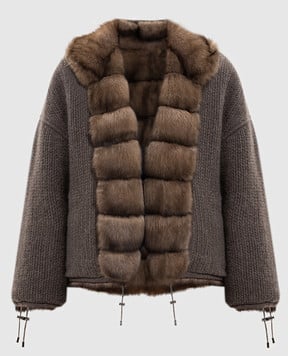 Elpidio Loffredo Коричневая двусторонняя шуба из меха соболя и кашемира ZIB405AH