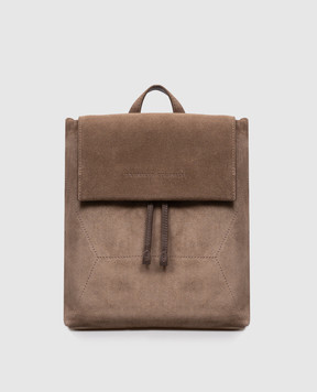 Brunello Cucinelli Замшевый коричневый рюкзак с тиснением логотипа MBDLB2826P
