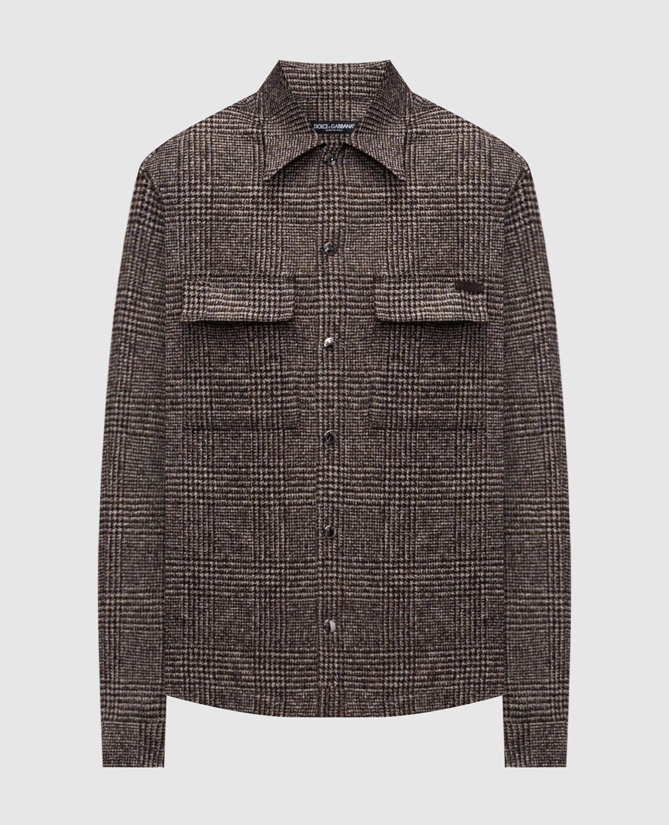 Brown alpaca wool check shirt Dolce&Gabbana
