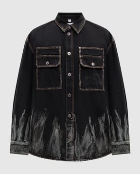 Off-White Чорна джинсова сорочка з принтом 44MYD05VS26D001