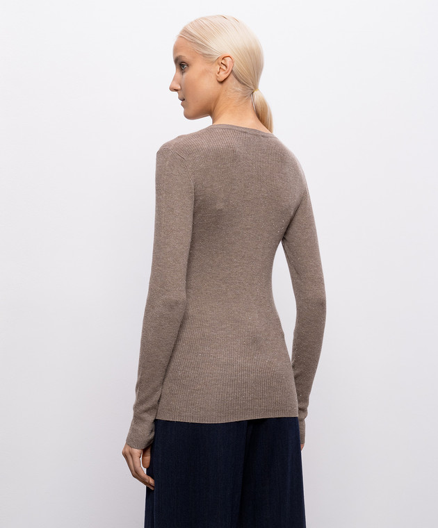 Brunello Cucinelli Коричневый топ с кашемиром с люрексом M9A822212P изображение 4