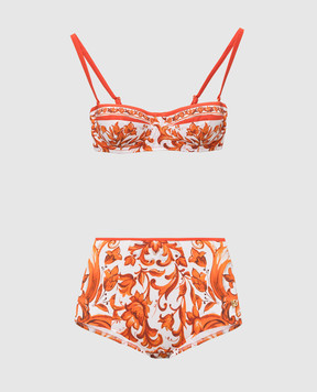 Dolce&Gabbana Білий купальник в брендовий принт з фактурним логотипом O8A27JONO19
