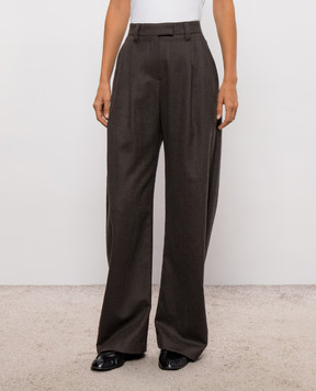Brunello Cucinelli Темно-коричневые брюки с высокой посадкой MG550P9026