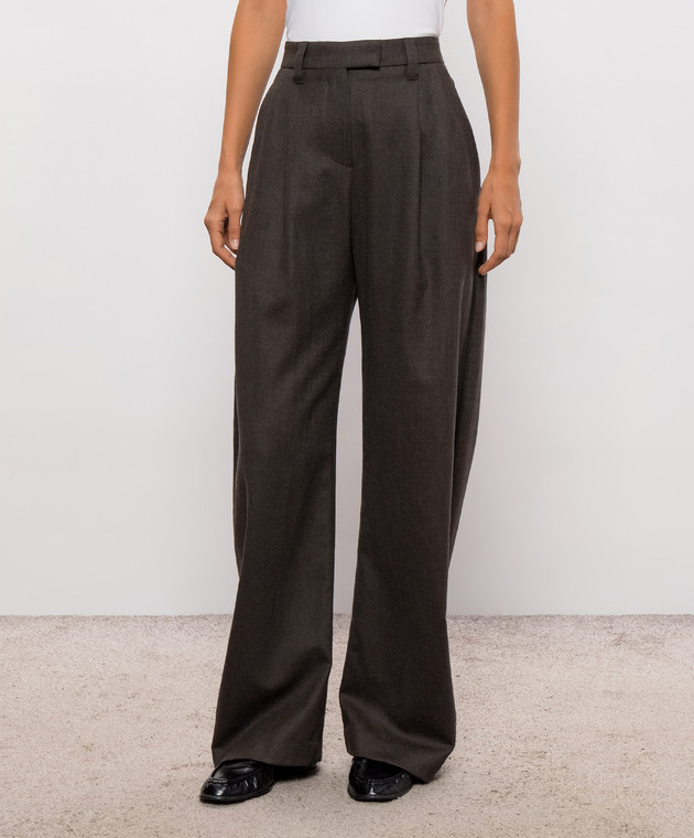 Brunello Cucinelli Темно-коричневые брюки с высокой посадкой MG550P9026 изображение 3