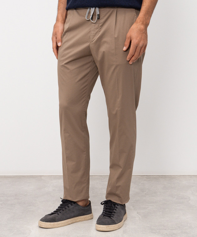 Peserico Коричневые брюки из хлопка R54774T23D07945 изображение 3