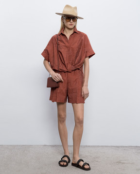 Brunello Cucinelli Терракотовая рубашка в узор MQ988MX626