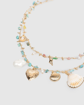 Twinset Золотистий двошаровий ланцюжок з ракушкою 261TO5440