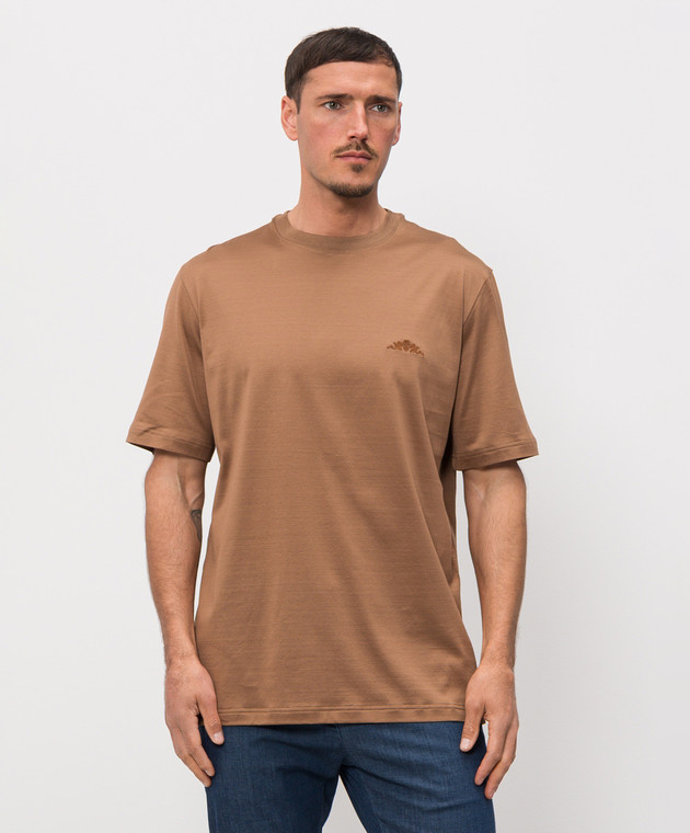 Castangia dal 1850 Коричнева футболка з вишивкою DMTSDM51S26 зображення 2