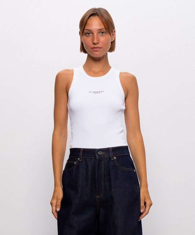 Givenchy Белая майка в рубчик BW70FPP7BR изображение 3