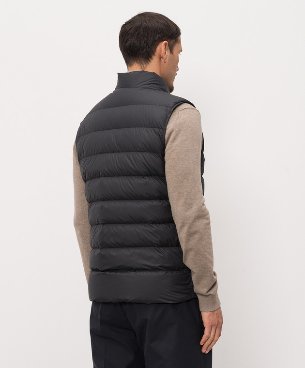 Moncler Черный пуховый жилет с нашивкой логотипа L10911A00097549SK изображение 4
