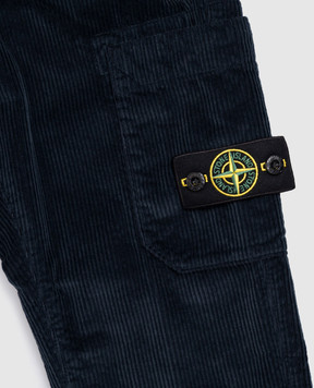 Stone Island Дитячі сині вельветові джогери-карго з патчем логотипа L2S163100005S019914