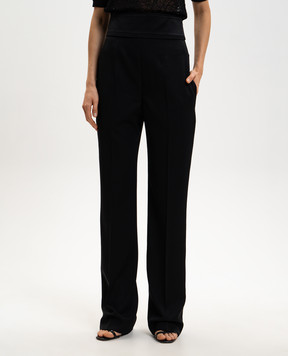 Alexander McQueen Чорні штани з високою посадкою з вовни 846790QJAAC