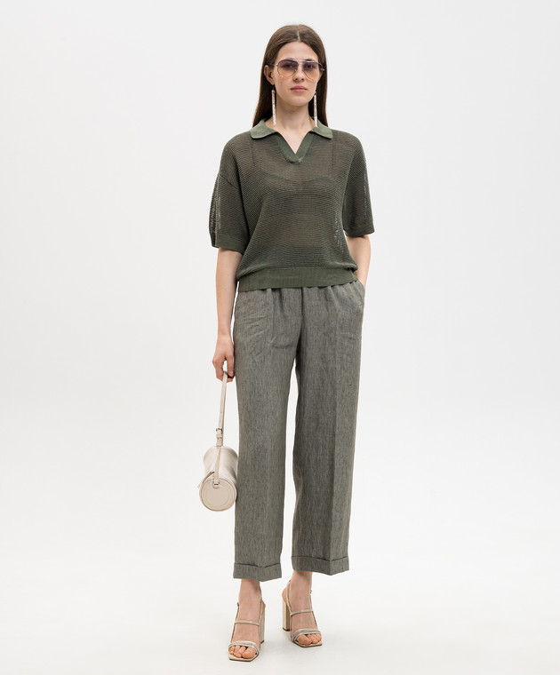 Peserico Зеленый топ с воротником-поло S99113F129056T изображение 2