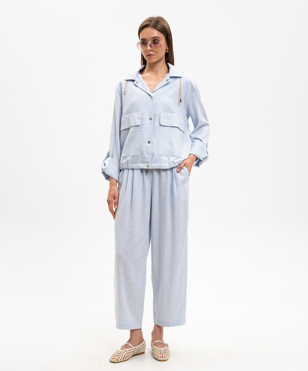 Herno Блакитна куртка з льоном GI000392D12689 зображення 2