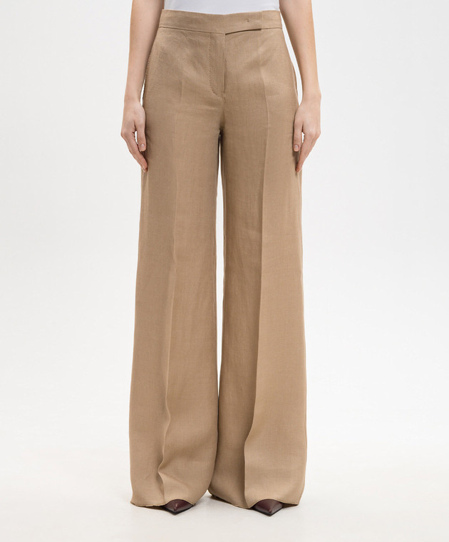 Max Mara Коричневые брюки из льна MXSBIG изображение 3