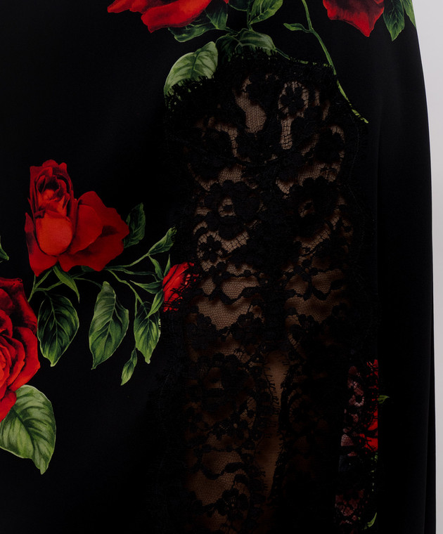 Dolce&Gabbana Чорна спідниця з шовком з мереживом F4DE2TFSA9R зображення 4