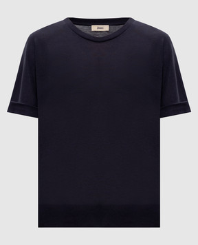 Herno Темно-синяя футболка с отворотами JG000312D52056