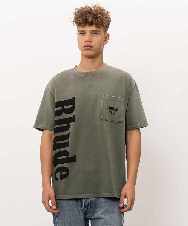 Rhude Футболка цвета хаки с карманом RHPF26TT13012 изображение 3