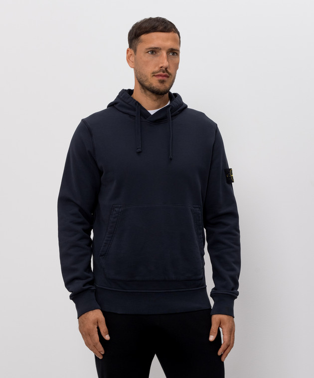 Stone Island Синие худи с патчем логотипа L1S156100062S0051 изображение 2