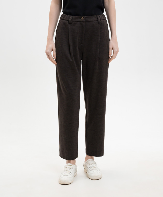 Marco Pescarolo Коричневые брюки из шерсти Zeza ZEZAD53Y19 изображение 3