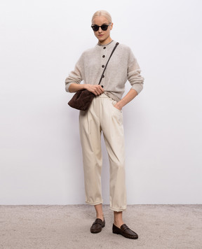 Brunello Cucinelli Бежевий кардиган з вовною з люрексом MBG775506P