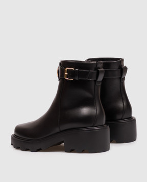 Valentino Черные кожаные ботинки с фактурной эмблемой 9W2S0MT5BEK