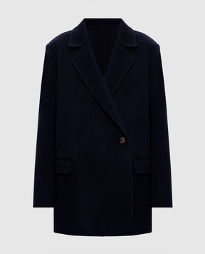 Brunello Cucinelli Голубое двубортное пальто из шерсти и кашемира MD5327309P