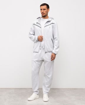 Brunello Cucinelli Сірі меланжеві спортивні штани Sea Island з емблемою MM8433102G