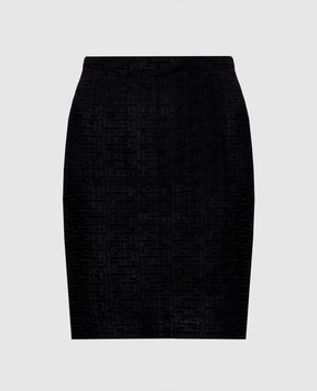 Balmain Черная юбка в брендовый узор GF1LC286JL42