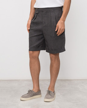 Brunello Cucinelli Серые бермуды из льна MH248U0040