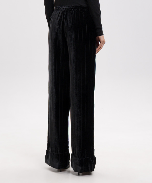 Ermanno Scervino Черные бархатные брюки с шелком D492P301XTC изображение 3