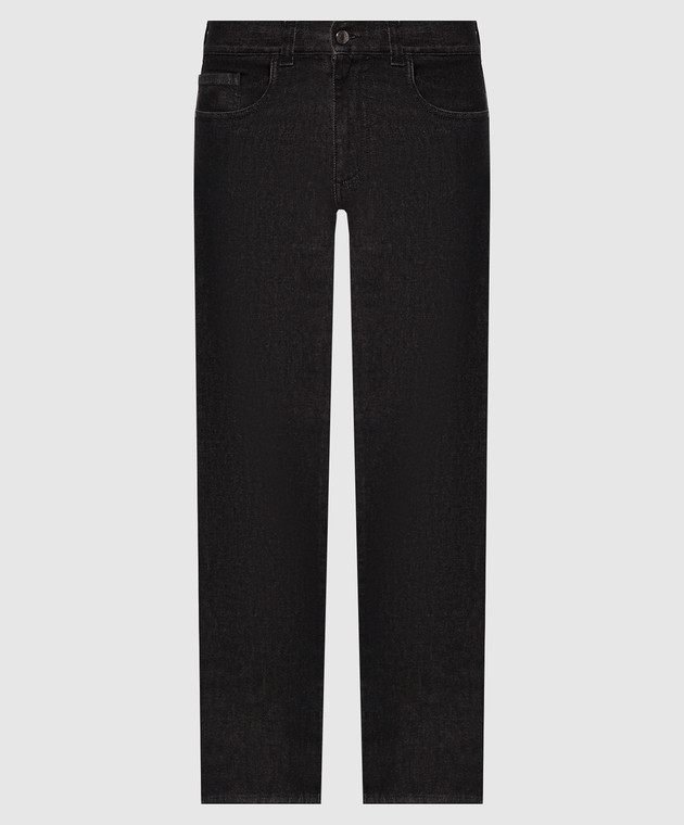 Canali Черные джинсы с кожаным патчем логотипа PX0102891719