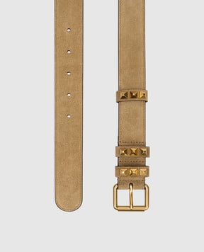 Valentino Коричневий замшевий ремінь Flaneuse з пірамідками 8W2T0SV3SWU