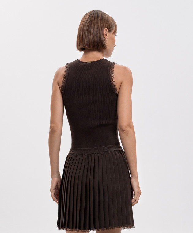 Twinset Коричневый топ в рубчик 262TP3391 изображение 4