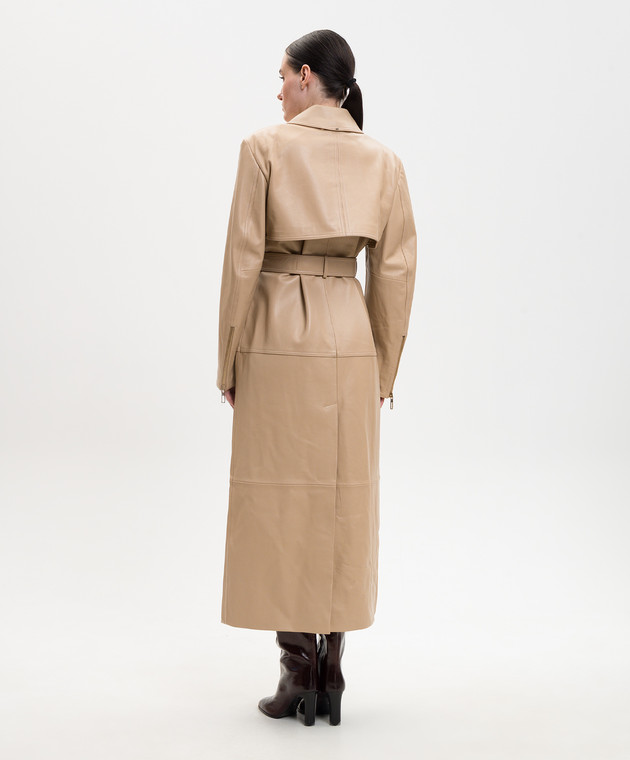 Max Mara Sportmax Бежевый кожаный тренч SPASTE SPSPASTE изображение 4