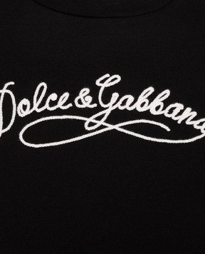 Dolce&Gabbana Дитяча чорна футболка з вишивкою логотипа L5JTNKG7PYF812+