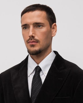 Brunello Cucinelli Черный галстук из шелка в тканом узоре MR8840018