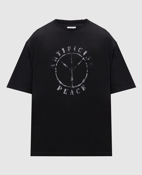 Vetements Чорна футболка з принтом MH27TR189Bm