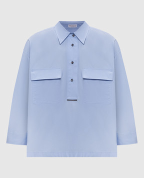 Brunello Cucinelli Блакитна сорочка з ланцюжком моніль MH772NA905