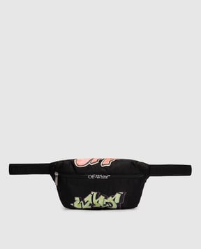 Off-White Чорна поясна сумка з брендовим логотипом OMNO037F25FAB001