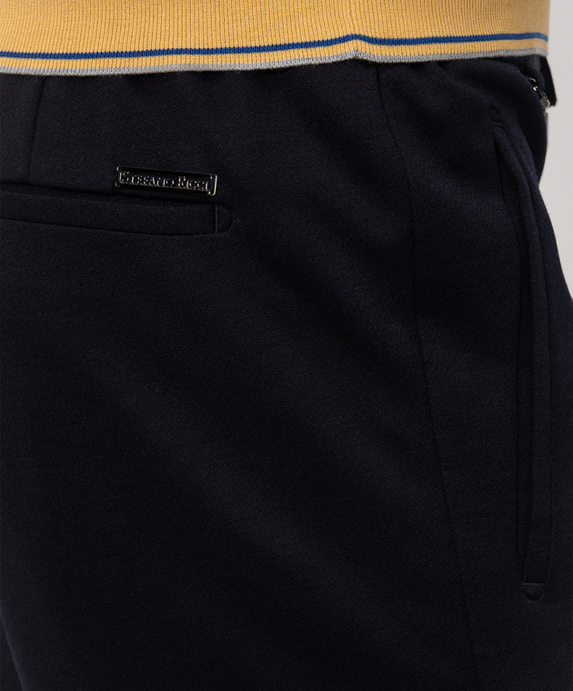 Stefano Ricci Темно-синие шорты из шерсти и шелка M1T6100332CM10HA изображение 5