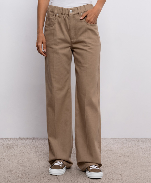 Brunello Cucinelli Бежевые джинсы с цепочкой мониль MP134P4108 изображение 3
