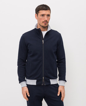 Doriani Cashmere Синя спортивна куртка з контрастними манжетами 846J29LUNJ29CO