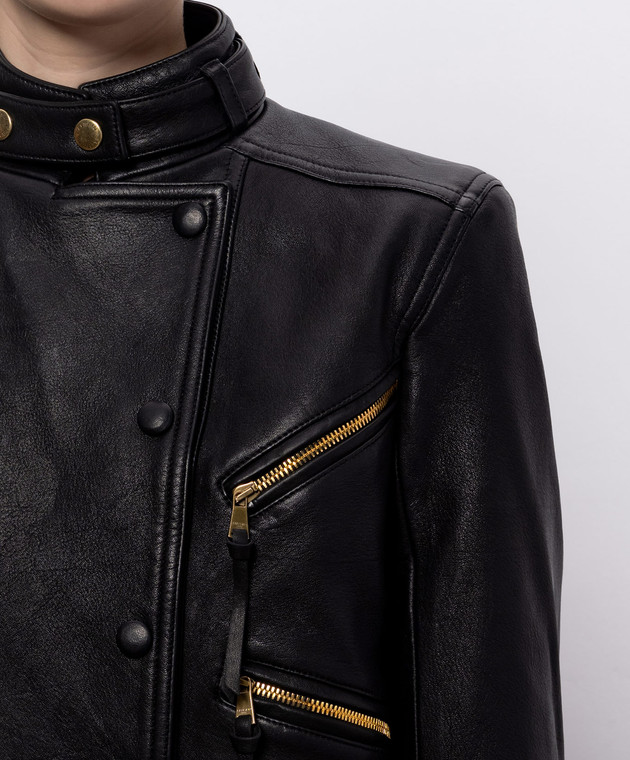 Balmain Чорна шкіряна куртка HF1TD250LE37 зображення 5