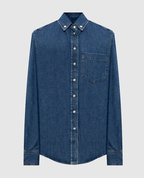 Thierry Mugler Синяя джинсовая рубашка с акцентными плечами 26P6TO08412032