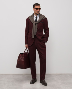 Brunello Cucinelli Бордовый костюм из шерсти и кашемира MV417LDWM