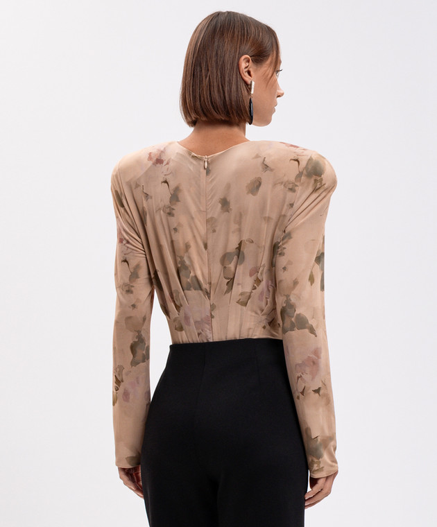 Magda Butrym Бежевое боди с акцентными плечами BODYSUIT269926 изображение 4