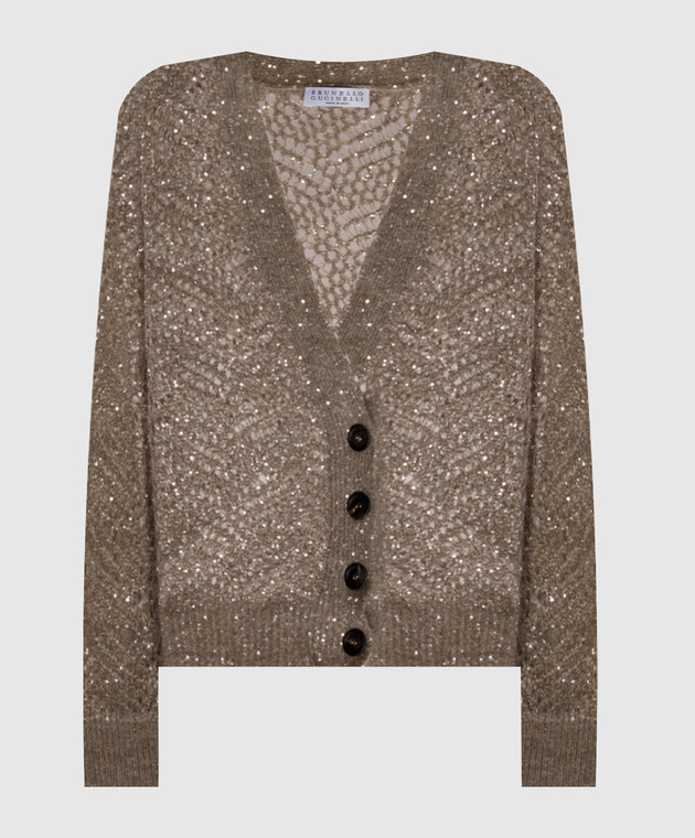 Brunello Cucinelli Бежевий кардиган з вовною в паєтки MRG562506