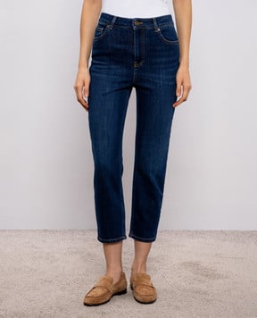 Twinset Сині укорочені джинси з патчем логотипа 261TP2690